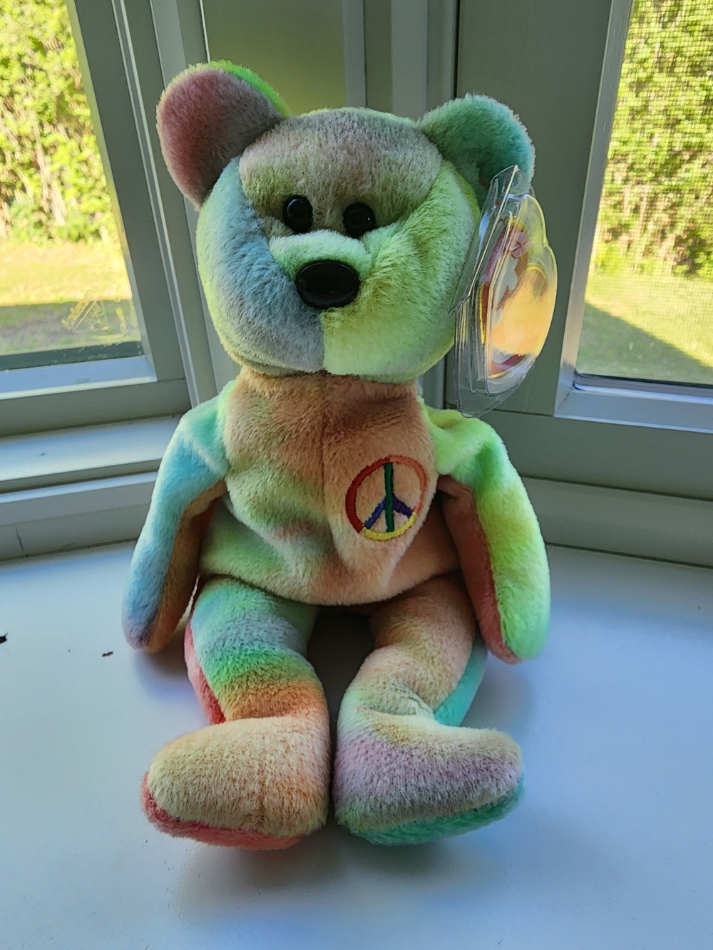 Ty Beanie Babie 'Peace' Plush Bear